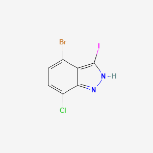 molecular formula C7H3BrClIN2 B13675383 4-Bromo-7-chloro-3-iodo-1H-indazole 