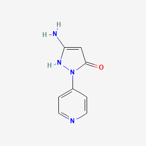 molecular formula C8H8N4O B13675399 5-Amino-2-(4-pyridyl)-1H-pyrazol-3(2H)-one 