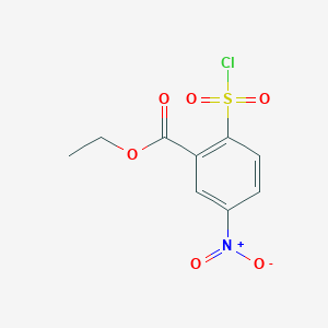 molecular formula C9H8ClNO6S B13675414 Ethyl 2-(chlorosulfonyl)-5-nitrobenzoate 