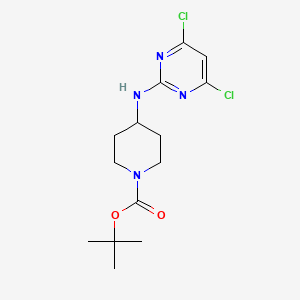molecular formula C14H20Cl2N4O2 B13675471 N-(1-Boc-4-piperidyl)-4,6-dichloropyrimidin-2-amine 