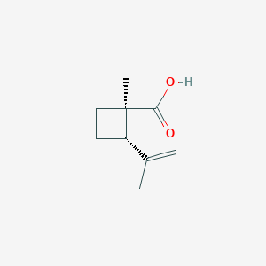 molecular formula C9H14O2 B136755 Cyclobutanecarboxylic acid, 1-methyl-2-(1-methylethenyl)-, (1R-trans)-(9CI) CAS No. 139561-19-6