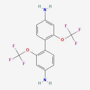 molecular formula C14H10F6N2O2 B13675522 2,2'-Bis(trifluoromethoxy)benzidine 