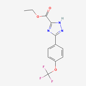molecular formula C12H10F3N3O3 B13675694 Ethyl 5-[4-(Trifluoromethoxy)phenyl]-1H-1,2,4-triazole-3-carboxylate 