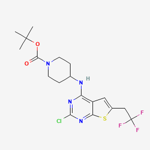 molecular formula C18H22ClF3N4O2S B13675867 N-(1-Boc-4-piperidyl)-2-chloro-6-(2,2,2-trifluoroethyl)thieno[2,3-d]pyrimidin-4-amine 