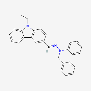 molecular formula C28H25N3 B1367587 9-Ethyl-3-(N-benzyl-N-phenylhydrazonomethyl)carbazole CAS No. 75238-79-8