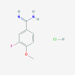 molecular formula C8H10ClFN2O B13676218 3-Fluoro-4-methoxybenzene-1-carboximidamide hydrochloride 