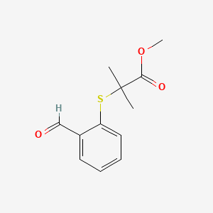 molecular formula C12H14O3S B13676361 Methyl 2-[(2-Formylphenyl)thio]-2-methylpropanoate 