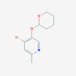 molecular formula C11H14BrNO2 B13676537 4-Bromo-2-methyl-5-((tetrahydro-2H-pyran-2-yl)oxy)pyridine 