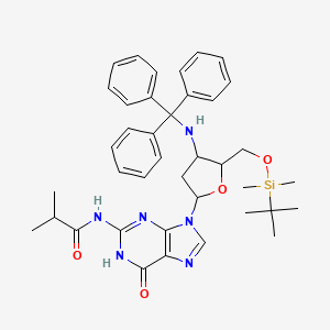 molecular formula C39H48N6O4Si B13676638 N-[9-[(2R,4S,5S)-5-[[(tert-Butyldimethylsilyl)oxy]methyl]-4-(tritylamino)-2-tetrahydrofuryl]-6-oxo-6,9-dihydro-1H-purin-2-yl]isobutyramide 