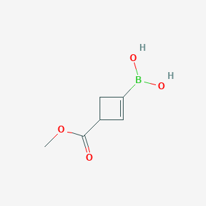 molecular formula C6H9BO4 B13676709 (3-(Methoxycarbonyl)cyclobut-1-en-1-yl)boronic acid 