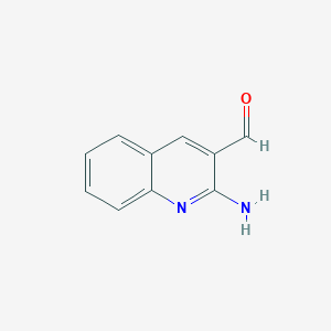 molecular formula C10H8N2O B13676711 2-Aminoquinoline-3-carbaldehyde 