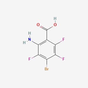 molecular formula C7H3BrF3NO2 B13676749 2-Amino-4-bromo-3,5,6-trifluoro-benzoic acid 