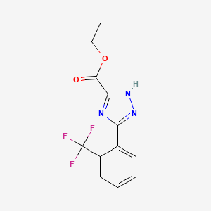 molecular formula C12H10F3N3O2 B13676772 Ethyl 5-[2-(Trifluoromethyl)phenyl]-1H-1,2,4-triazole-3-carboxylate 