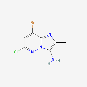 molecular formula C7H6BrClN4 B13676884 8-Bromo-6-chloro-2-methylimidazo[1,2-b]pyridazin-3-amine 
