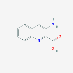 molecular formula C11H10N2O2 B13676955 3-Amino-8-methylquinoline-2-carboxylic acid 