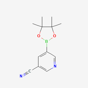 molecular formula C12H15BN2O2 B1367714 5-(4,4,5,5-Tetramethyl-1,3,2-dioxaborolan-2-yl)nicotinonitrile CAS No. 402718-29-0