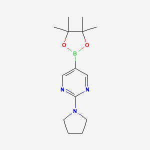 molecular formula C14H22BN3O2 B1367715 2-(Pyrrolidin-1-yl)-5-(4,4,5,5-tetramethyl-1,3,2-dioxaborolan-2-yl)pyrimidine CAS No. 1015242-07-5