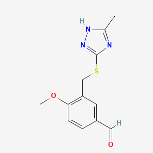 4-Methoxy-3-{[(3-methyl-1H-1,2,4-triazol-5-yl)-thio]methyl}benzaldehyde