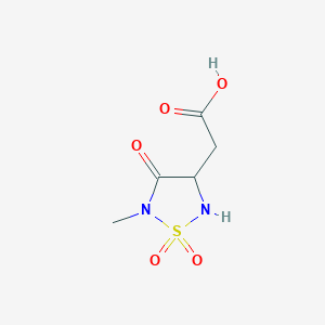 molecular formula C5H8N2O5S B1367762 2-(5-Methyl-1,1-dioxido-4-oxo-1,2,5-thiadiazolidin-3-yl)acetic acid 