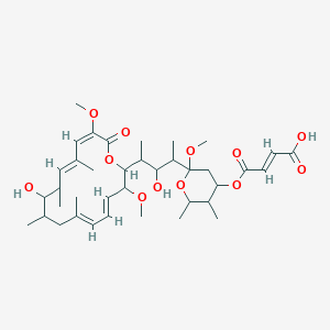 molecular formula C38H58O12 B136780 (E)-4-[2-[3-hydroxy-4-[(4Z,6E,12E,14E)-10-hydroxy-3,15-dimethoxy-7,9,11,13-tetramethyl-16-oxo-1-oxacyclohexadeca-4,6,12,14-tetraen-2-yl]pentan-2-yl]-2-methoxy-5,6-dimethyloxan-4-yl]oxy-4-oxobut-2-enoic acid CAS No. 142386-69-4
