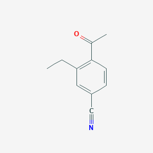 molecular formula C11H11NO B13678426 4-Acetyl-3-ethylbenzonitrile 