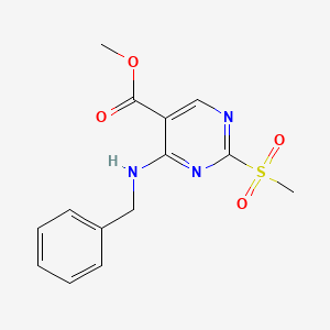 molecular formula C14H15N3O4S B13678466 Methyl 4-(benzylamino)-2-(methylsulfonyl)pyrimidine-5-carboxylate 