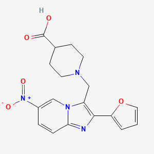 molecular formula C18H18N4O5 B1367857 1-(2-Furan-2-YL-6-nitro-imidazo[1,2-A]pyridin-3-ylmethyl)-piperidine-4-carboxylic acid CAS No. 904817-98-7