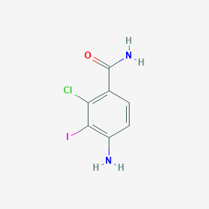 molecular formula C7H6ClIN2O B13678610 4-Amino-2-chloro-3-iodobenzamide 