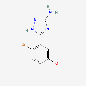 molecular formula C9H9BrN4O B13678715 5-Amino-3-(2-bromo-5-methoxyphenyl)-1H-1,2,4-triazole 