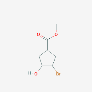 molecular formula C7H11BrO3 B13678730 Methyl 3-bromo-4-hydroxycyclopentanecarboxylate 