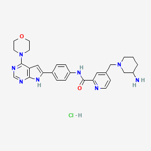 molecular formula C28H33ClN8O2 B13678806 (R)-4-[(3-Amino-1-piperidyl)methyl]-N-[4-(4-morpholino-7H-pyrrolo[2,3-d]pyrimidin-6-yl)phenyl]picolinamide Hydrochloride 
