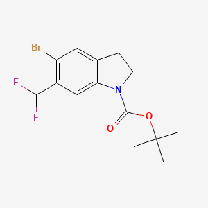 molecular formula C14H16BrF2NO2 B13678988 Tert-butyl 5-bromo-6-(difluoromethyl)indoline-1-carboxylate 