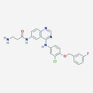 molecular formula C24H21ClFN5O2 B13679050 3-Amino-N-[4-[[3-chloro-4-[(3-fluorobenzyl)oxy]phenyl]amino]-6-quinazolinyl]propanamide 