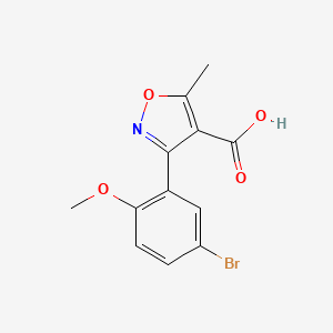 molecular formula C12H10BrNO4 B13679157 3-(5-Bromo-2-methoxyphenyl)-5-methylisoxazole-4-carboxylic acid 