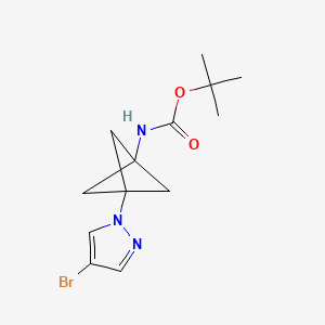 molecular formula C13H18BrN3O2 B13679240 tert-butyl N-[3-(4-bromopyrazol-1-yl)-1-bicyclo[1.1.1]pentanyl]carbamate 