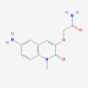 molecular formula C12H13N3O3 B13679327 2-((6-Amino-1-methyl-2-oxo-1,2-dihydroquinolin-3-yl)oxy)acetamide 