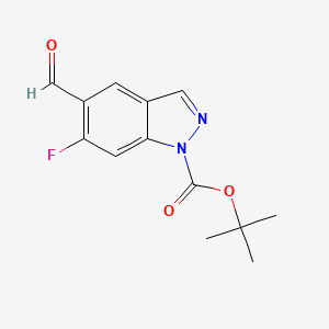 molecular formula C13H13FN2O3 B13679594 tert-butyl 6-fluoro-5-formyl-1H-indazole-1-carboxylate 