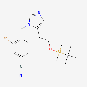 molecular formula C19H26BrN3OSi B13679725 3-Bromo-4-[[5-[2-[(tert-butyldimethylsilyl)oxy]ethyl]-1-imidazolyl]methyl]benzonitrile 
