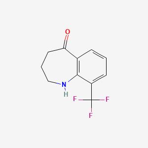 molecular formula C11H10F3NO B13679837 9-(Trifluoromethyl)-3,4-dihydro-1H-benzo[B]azepin-5(2H)-one 