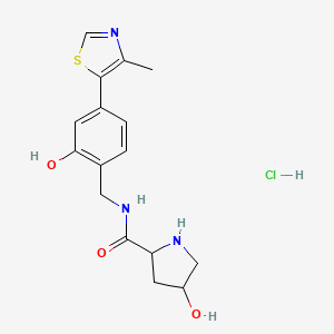 molecular formula C16H20ClN3O3S B13679899 (2S,4R)-4-Hydroxy-N-[2-hydroxy-4-(4-methyl-5-thiazolyl)benzyl]pyrrolidine-2-carboxamide Hydrochloride 