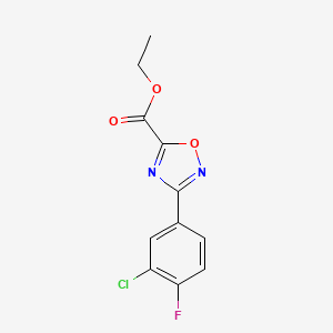 molecular formula C11H8ClFN2O3 B13680032 Ethyl 3-(3-chloro-4-fluorophenyl)-1,2,4-oxadiazole-5-carboxylate 