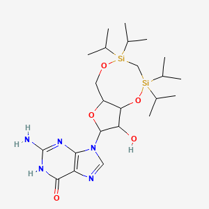 molecular formula C23H41N5O5Si2 B13680049 2-Amino-9-[(6aR,8R,9R,9aS)-9-hydroxy-2,2,4,4-tetraisopropyloctahydrofuro[3,2-f][1,5,2,4]dioxadisilocin-8-yl]-1H-purin-6(9H)-one 