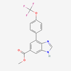 molecular formula C16H11F3N2O3 B13680076 Methyl 4-[4-(Trifluoromethoxy)phenyl]benzimidazole-6-carboxylate 