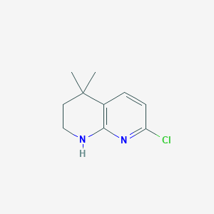 molecular formula C10H13ClN2 B13680108 7-Chloro-4,4-dimethyl-1,2,3,4-tetrahydro-1,8-naphthyridine CAS No. 1303588-34-2