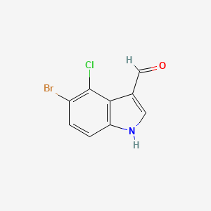 molecular formula C9H5BrClNO B13680135 5-bromo-4-chloro-1H-indole-3-carbaldehyde CAS No. 115666-39-2
