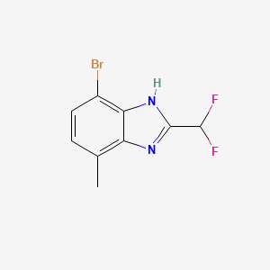 molecular formula C9H7BrF2N2 B13680159 4-Bromo-2-(difluoromethyl)-7-methyl-1H-benzo[d]imidazole 