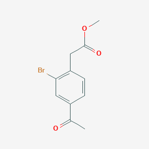 molecular formula C11H11BrO3 B13680273 Methyl 2-(4-acetyl-2-bromophenyl)acetate 