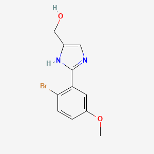 molecular formula C11H11BrN2O2 B13680367 2-(2-Bromo-5-methoxyphenyl)imidazole-5-methanol 