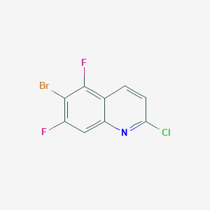 molecular formula C9H3BrClF2N B13680449 6-Bromo-2-chloro-5,7-difluoroquinoline CAS No. 1188002-21-2