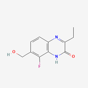 molecular formula C11H11FN2O2 B13680502 3-Ethyl-8-fluoro-7-(hydroxymethyl)quinoxalin-2(1H)-one 